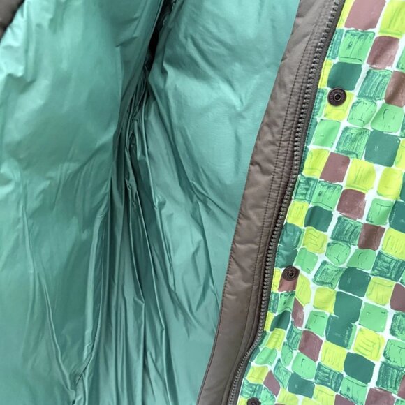 Uniqlo x Marni Oversized Down Hooded Coat Green Hand-Drawn Print S 4-10 - Picture 9 of 10